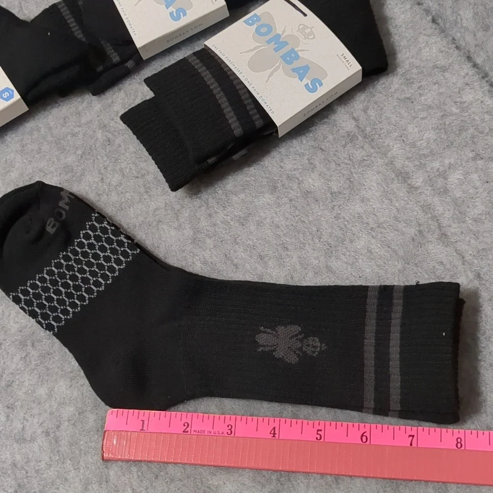BOMBAS Black Calf Socks size Small (4-7.5) NWT (Lot Of 4)
